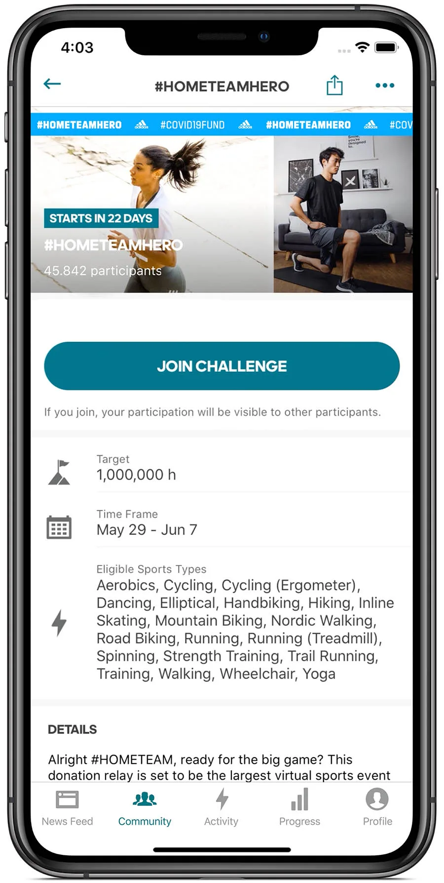 adidas #HOMETEAMHERO challenge