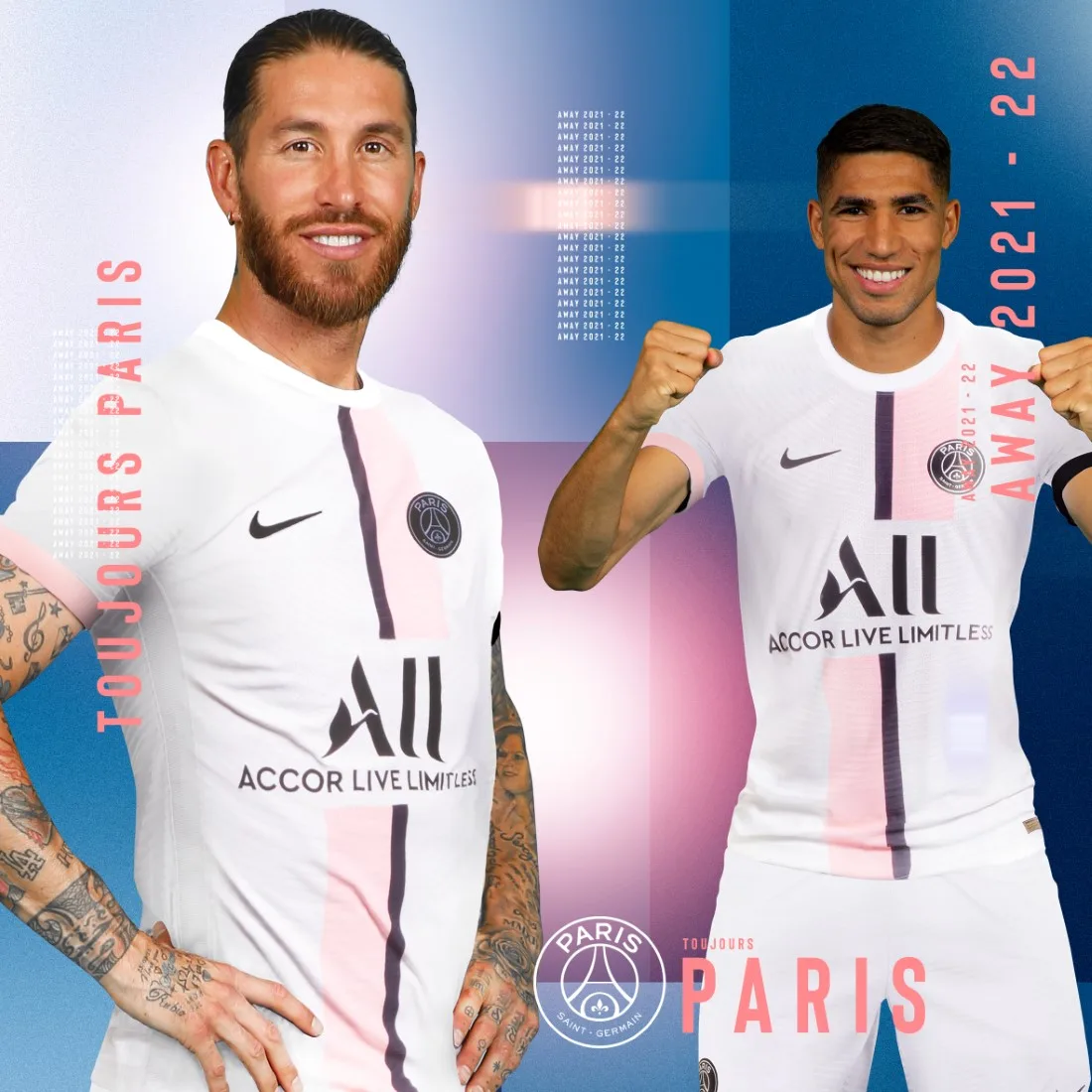 Paris Saint-Germain Maillot Extérieur 2021-22 - Ramos & Hakimi