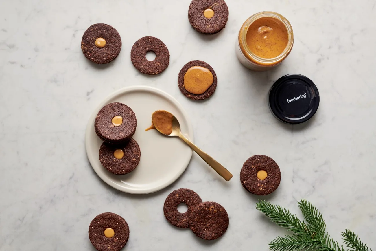 foodspring - Biscuits Linzer au Chocolat et à la Cacahuète
