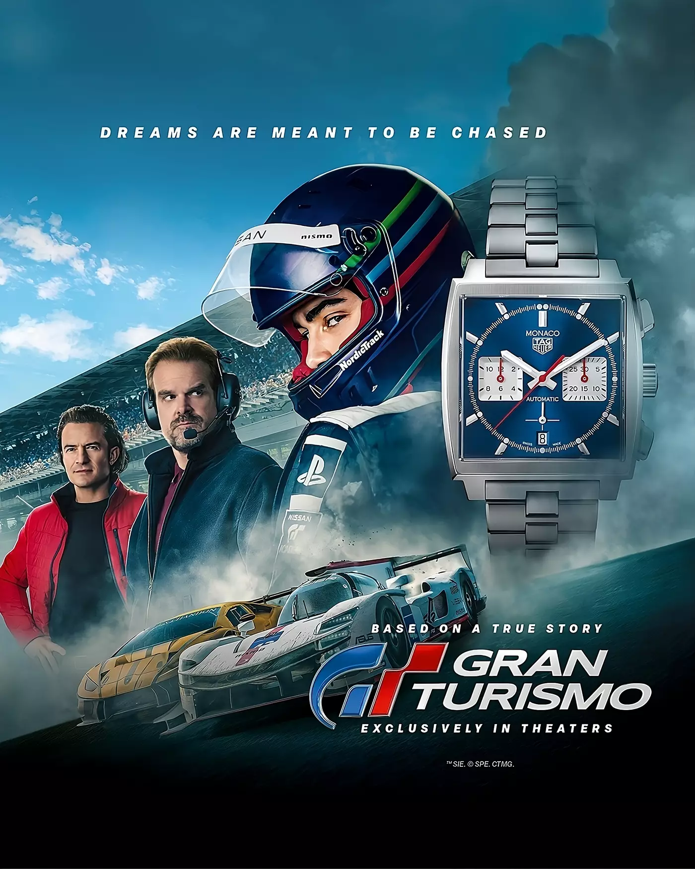 La course en avant avec TAG Heuer Monaco dans le film "Gran Turismo" de Neill Blomkamp