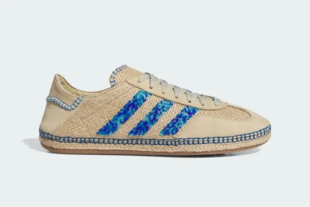 La sneaker CLOT x adidas Gazelle brille avec des perles de verre bleues