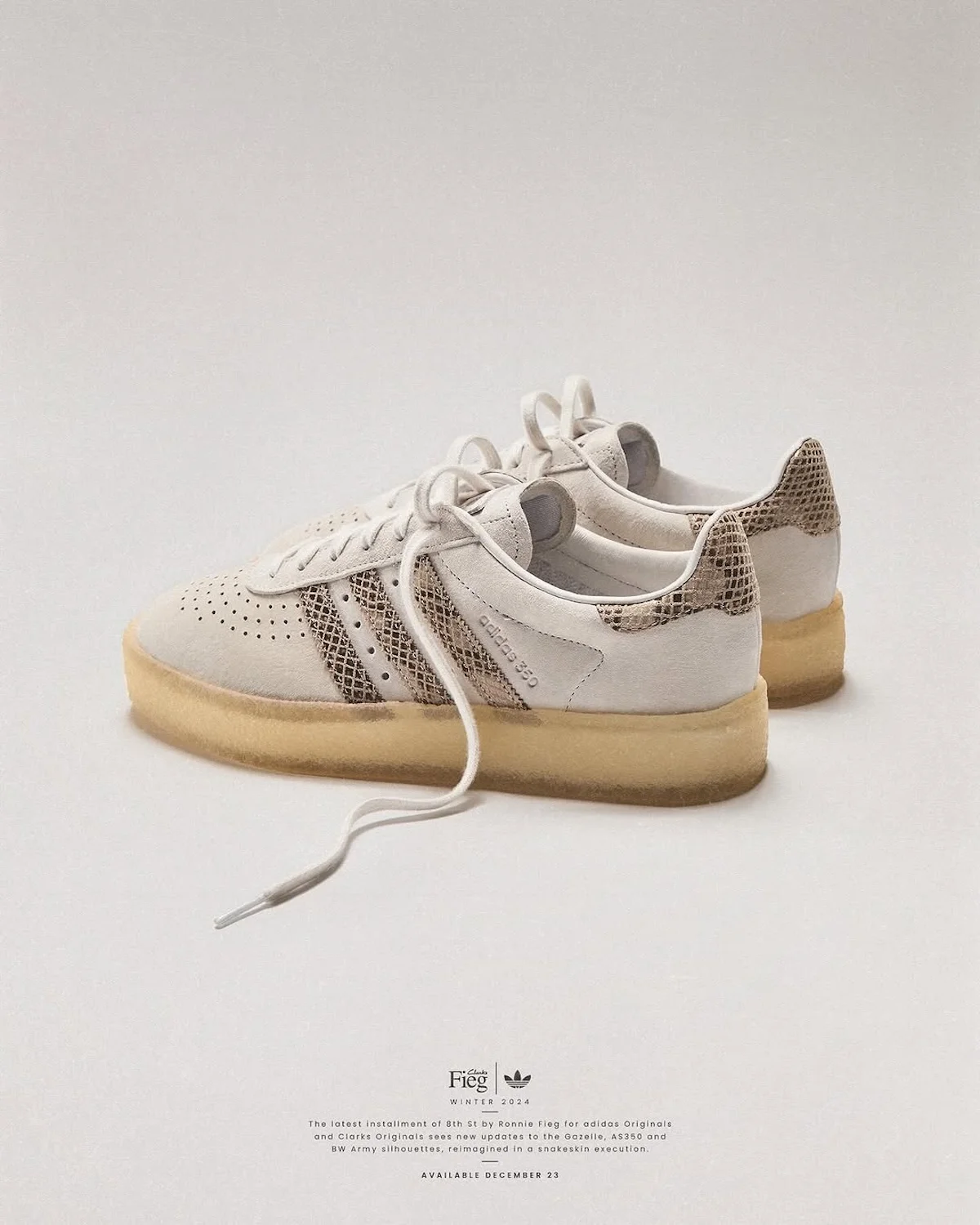 Ronnie Fieg s'associe à adidas Originals et Clarks Originals pour une collection de sneakers en peau de serpent