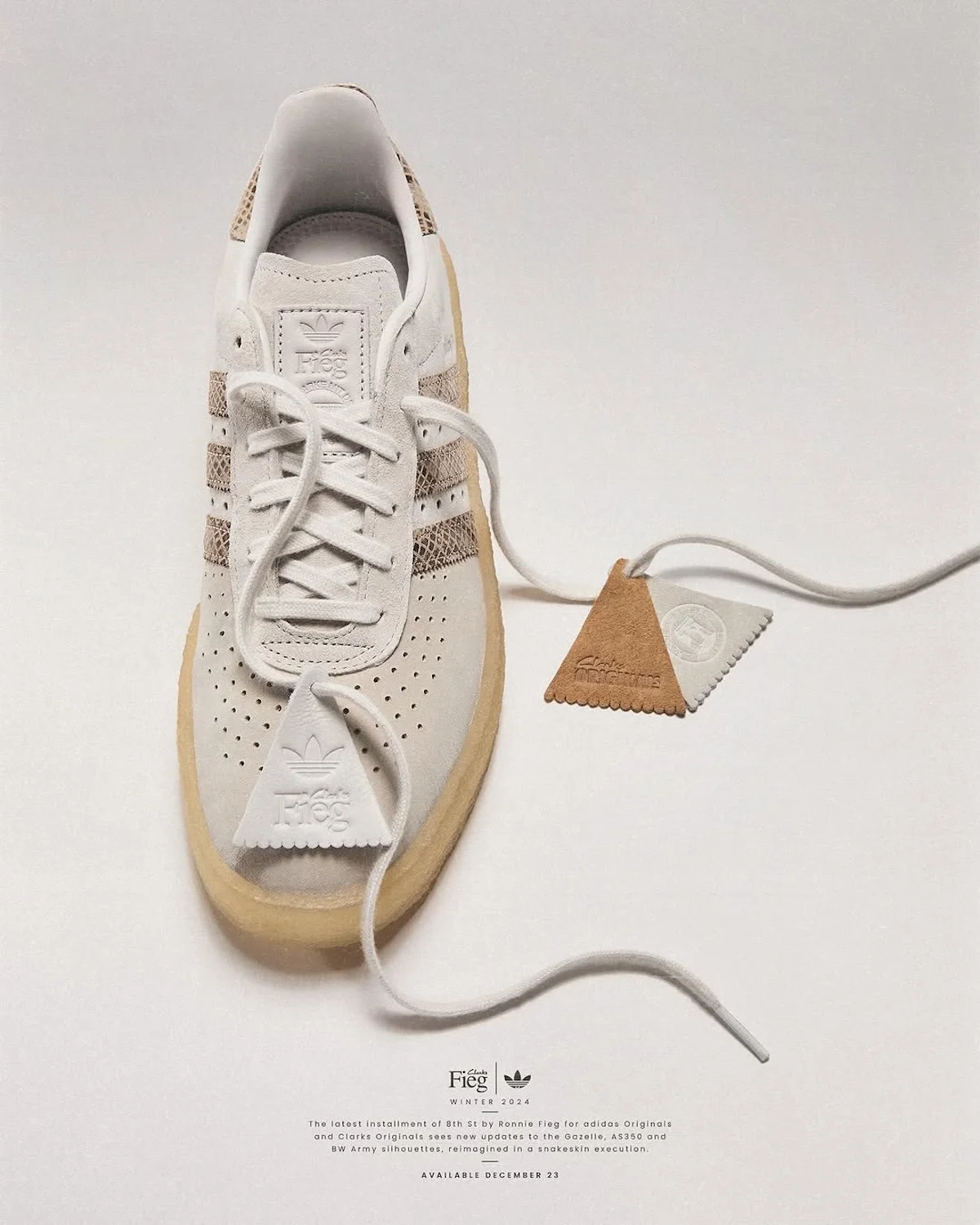 Ronnie Fieg s'associe à adidas Originals et Clarks Originals pour une collection de sneakers en peau de serpent