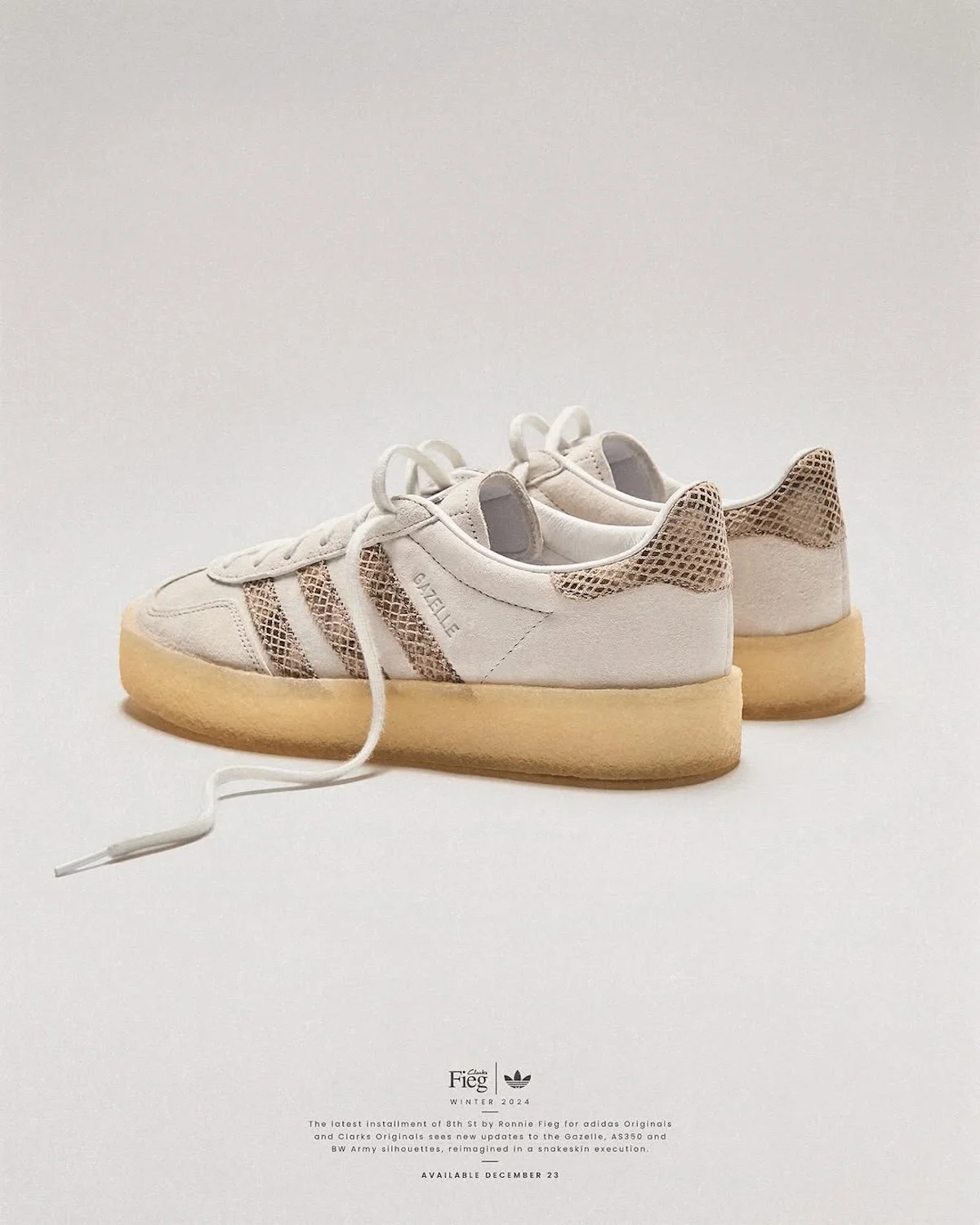 Ronnie Fieg s'associe à adidas Originals et Clarks Originals pour une collection de sneakers en peau de serpent
