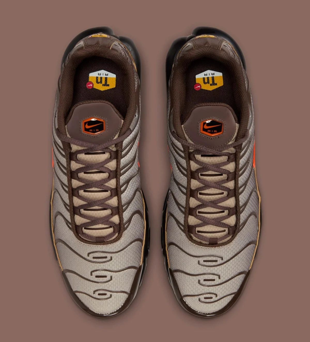 La Nike Air Max Plus « Brown/Orange » marie des tons terreux à une énergie intrépide