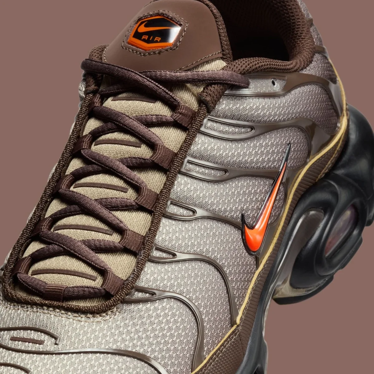 La Nike Air Max Plus « Brown/Orange » marie des tons terreux à une énergie intrépide