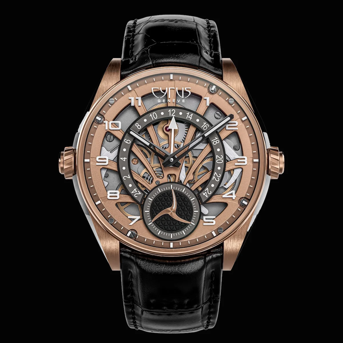 Cyrus Dominion GMT Gold 2 Cette Cyrus Dominion GMT à double fuseau rétrograde va faire pleurer votre banquier !