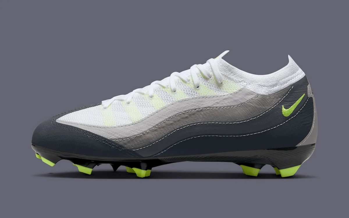 La chaussure de football Nike Air Zoom Vapor 16 rend hommage à l'héritage de la Air Max 95 Neon avec une version hybride