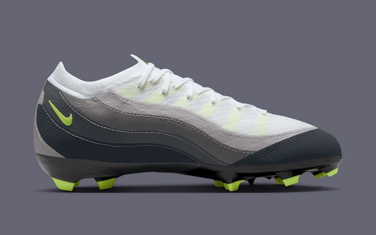 La chaussure de football Nike Air Zoom Vapor 16 rend hommage à l'héritage de la Air Max 95 Neon avec une version hybride