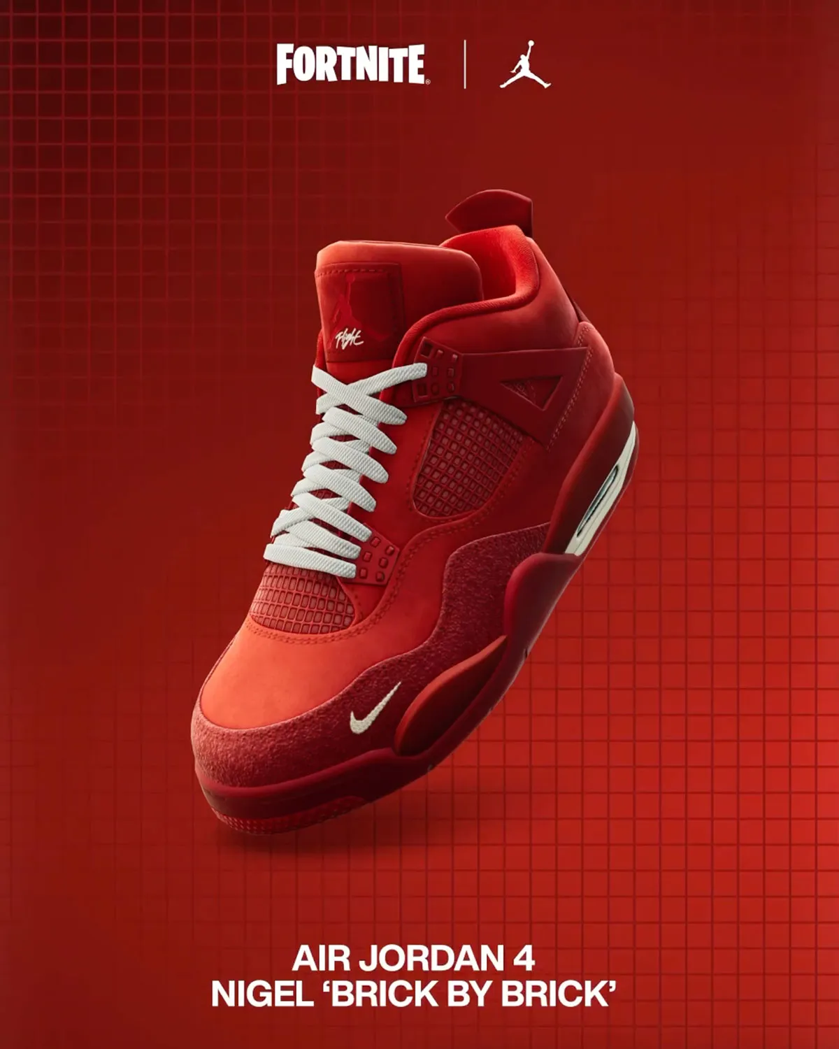 Air Jordan 4 Brick By Brick x Fortnite 2 La Air Jordan 4 « Brick by Brick » de Nigel Sylvester fera ses débuts numériques demain dans Fortnite
