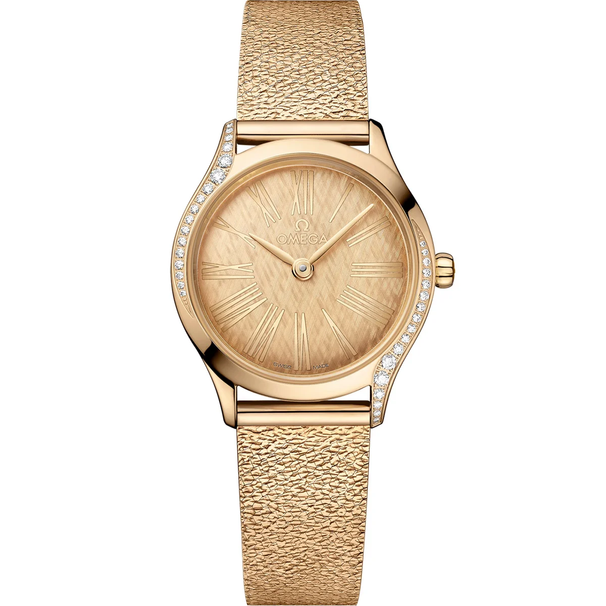 OMEGA Met Gala 2025 Justice Smith OMEGA De Ville Mini Tresor 26 mm or 18K Moonshine Les montres OMEGA brillent lors du Met Gala 2025