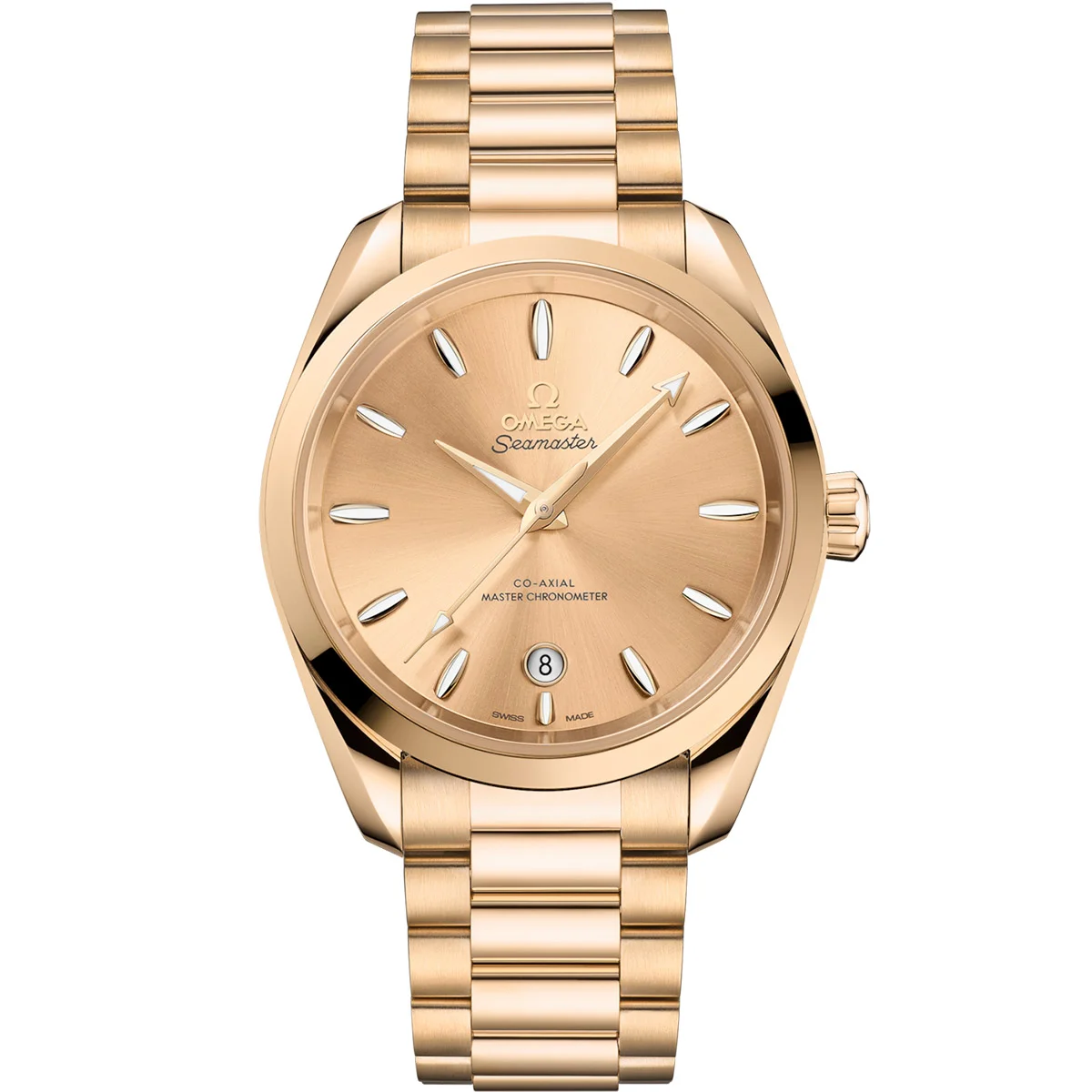 OMEGA Met Gala 2025 Patrick Schwarzenegger OMEGA Aqua Terra Shades 38 mm full 18K Moonshine Gold Les montres OMEGA brillent lors du Met Gala 2025