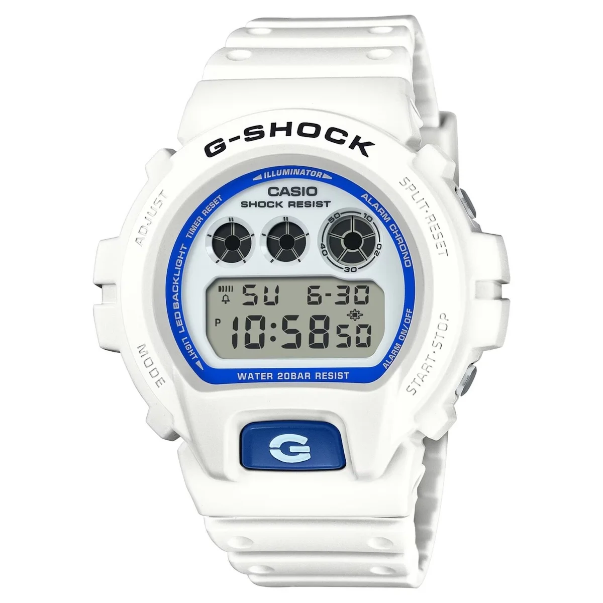 G SHOCK Serie HDS DW 6900HDS 7 La série G-SHOCK Hidden Glow de CASIO s'enrichit de six nouveaux modèles aux couleurs blanc et bleu phosphorescentes