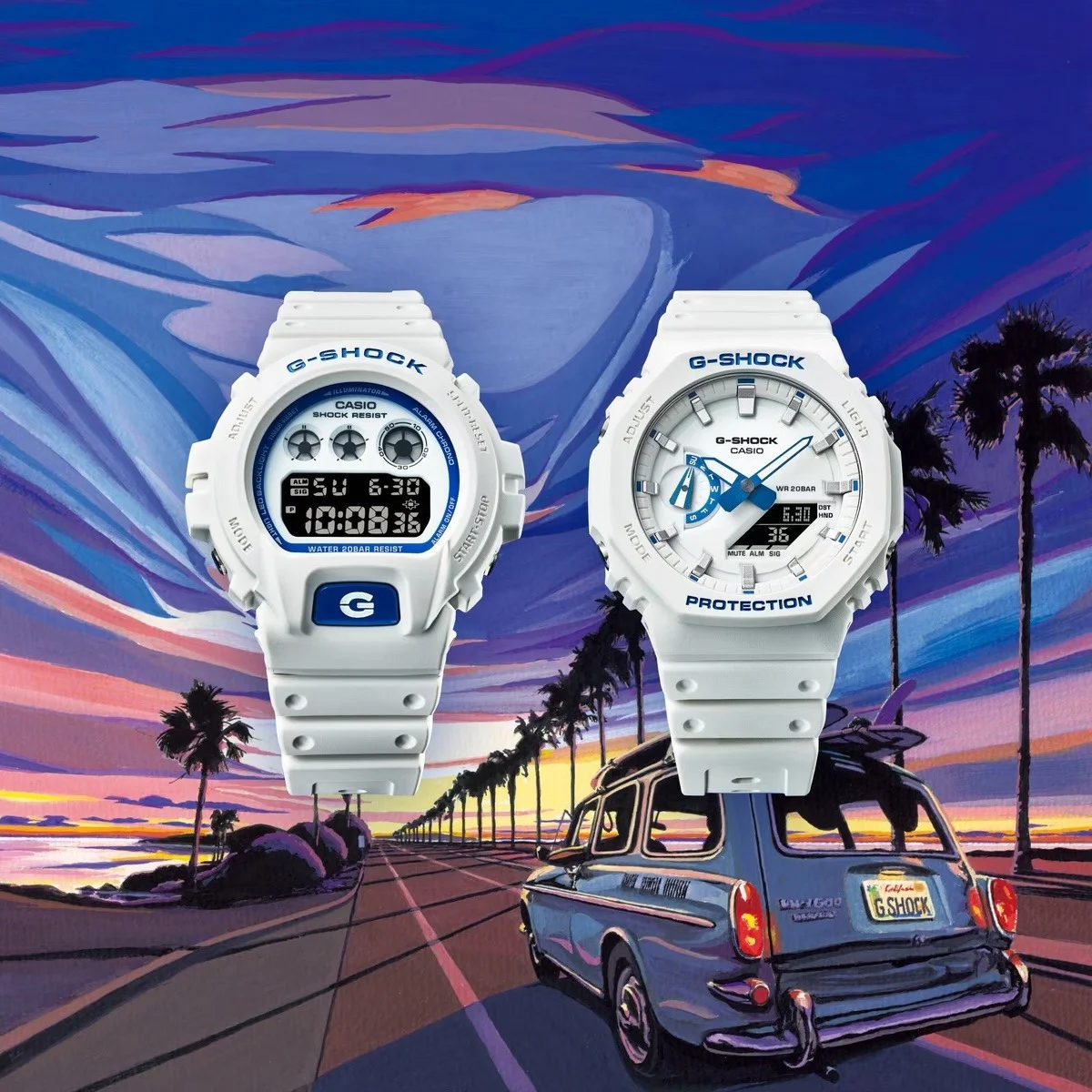 G SHOCK Serie HDS Montres Blanc Bleu 1 La série G-SHOCK Hidden Glow de CASIO s'enrichit de six nouveaux modèles aux couleurs blanc et bleu phosphorescentes