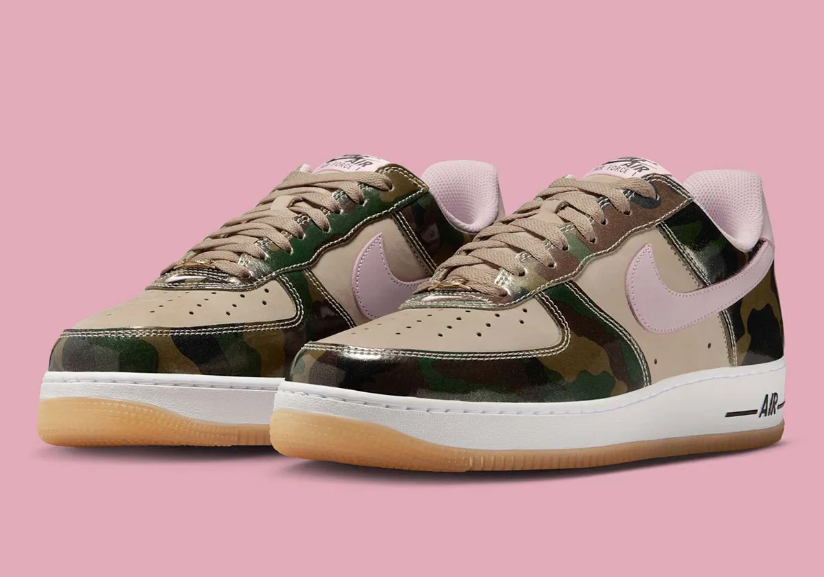 Nike Air Force 1 Low Patent Camo Pink 2 La surprenante Nike Air Force 1 Low « Patent Camo Pink » est d'ores et déjà disponible
