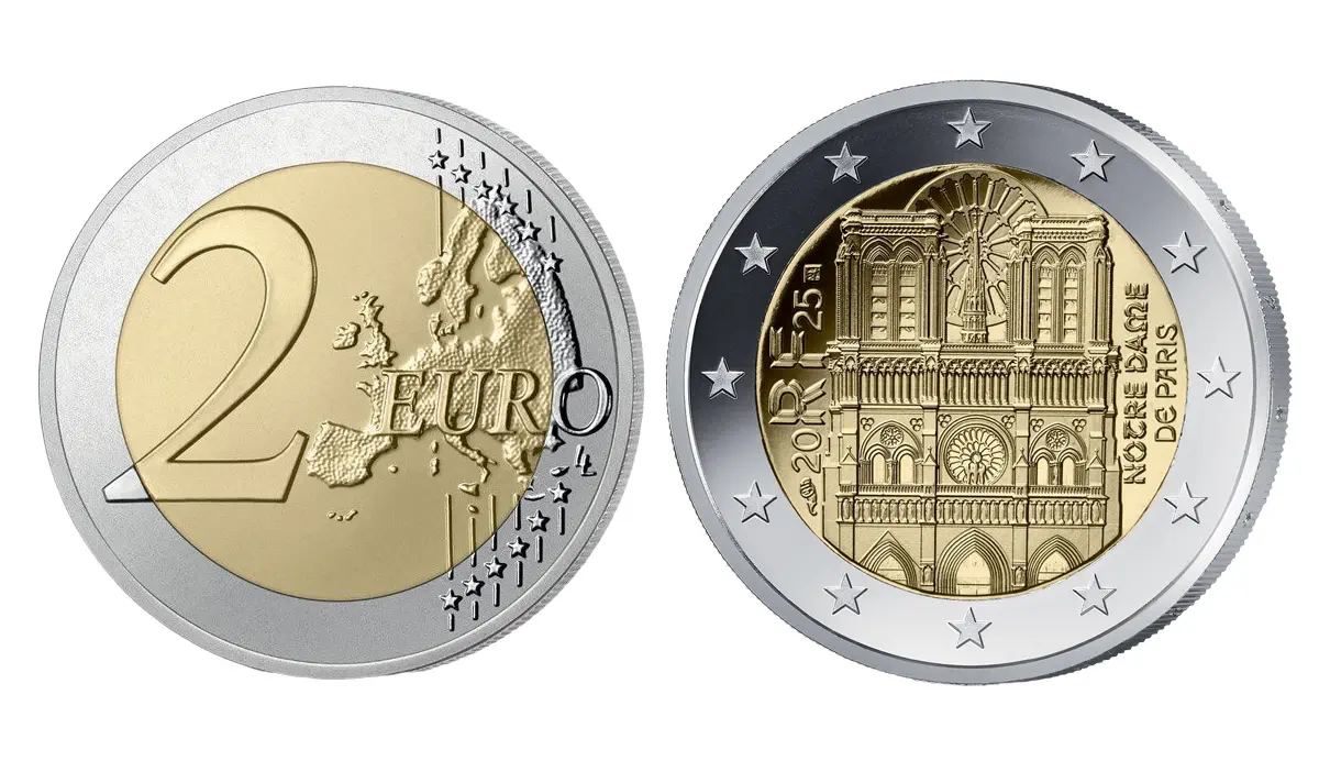 La Monnaie de Paris Piece de 2 euros commemorative pour la reouverture de Notre Dame 1 La Monnaie de Paris célèbre la réouverture de Notre-Dame avec une pièce de 2 euros commémorative