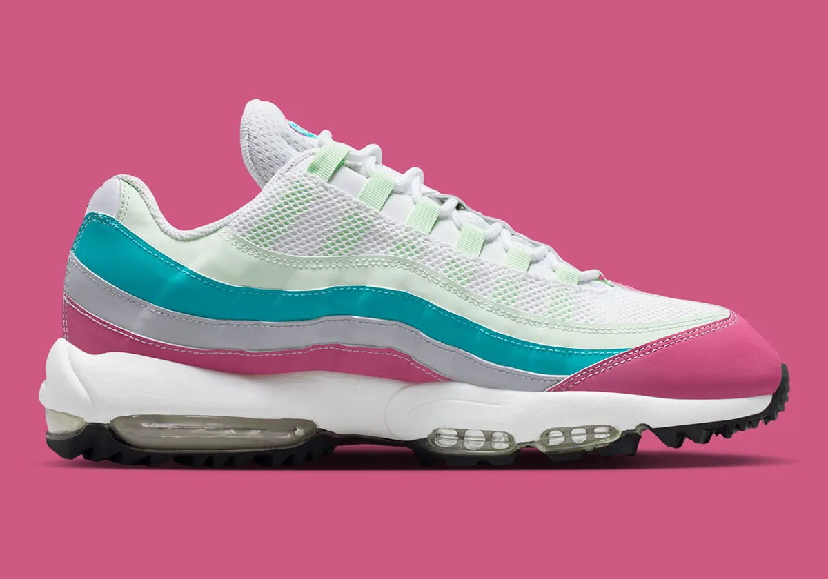 Nike Air Max 95 Golf Peony 2 La Nike Air Max 95 Golf « Peony » fera son entrée sur le green en 2026 avec une allure qui ne passera pas inaperçue