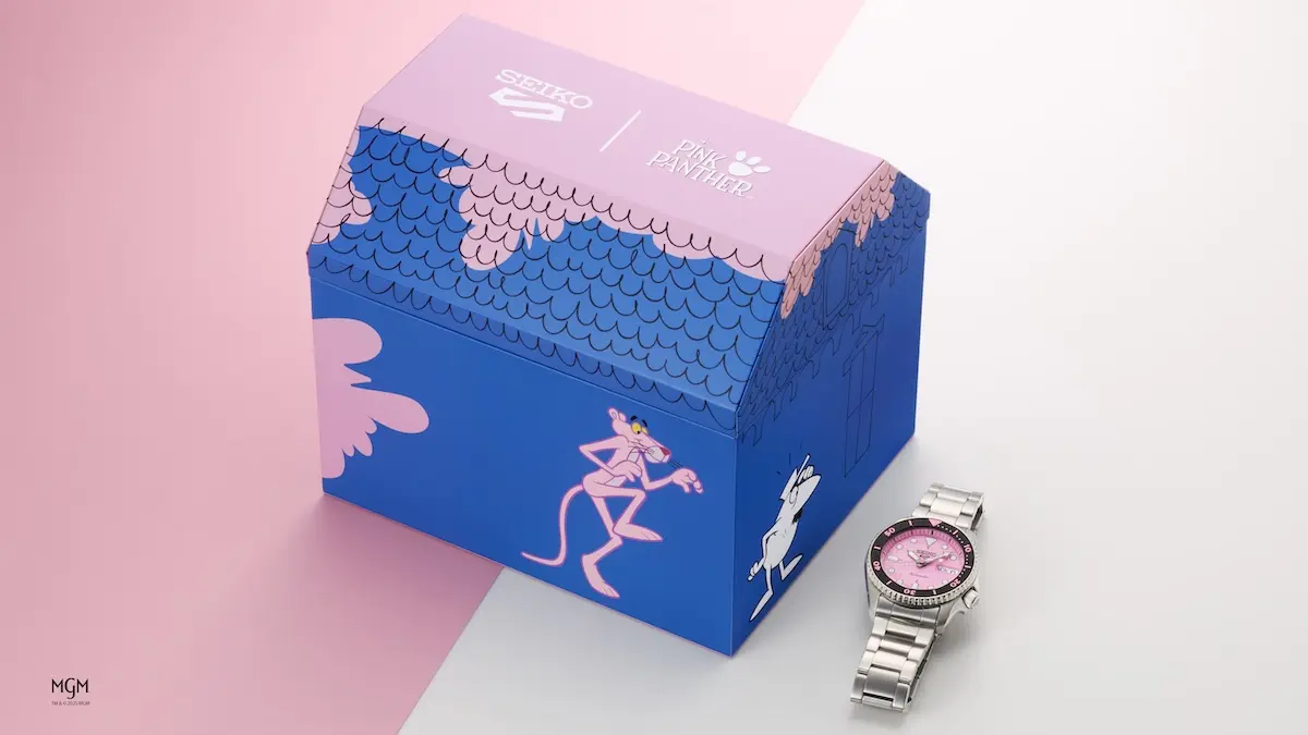 Seiko 5 Sports x Pink Panther 6 Seiko 5 Sports Pink Panther : la pop culture au poignet, sans compromis mécanique