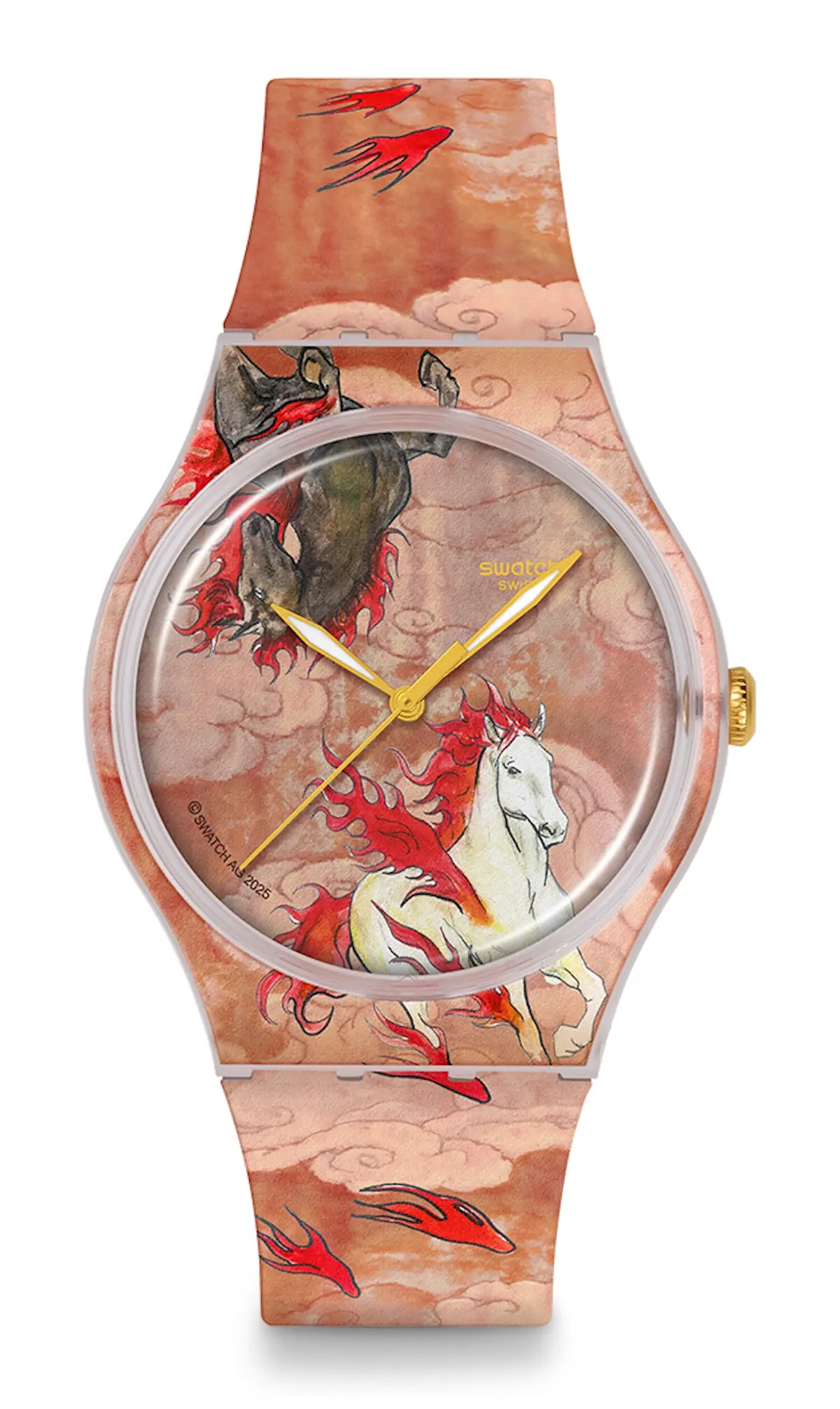 RIDING THE CLOUDS : Swatch capture la puissance du Cheval de Feu dans une création flamboyante