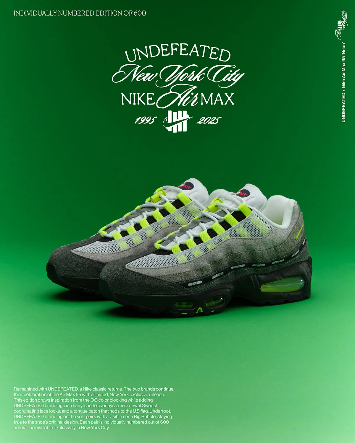 UNDEFEATED x Nike Air Max 95 NYC 0 La Nike Air Max 95 « NYC » par UNDEFEATED : 600 paires pour la ville qui ne dort jamais