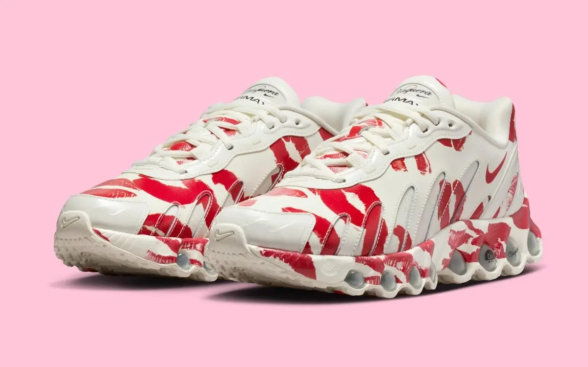 Vaquera x Nike Air Max DN8 0 Quand Vaquera revisite la Nike Air Max DN8 avec une pluie de baisers rouges