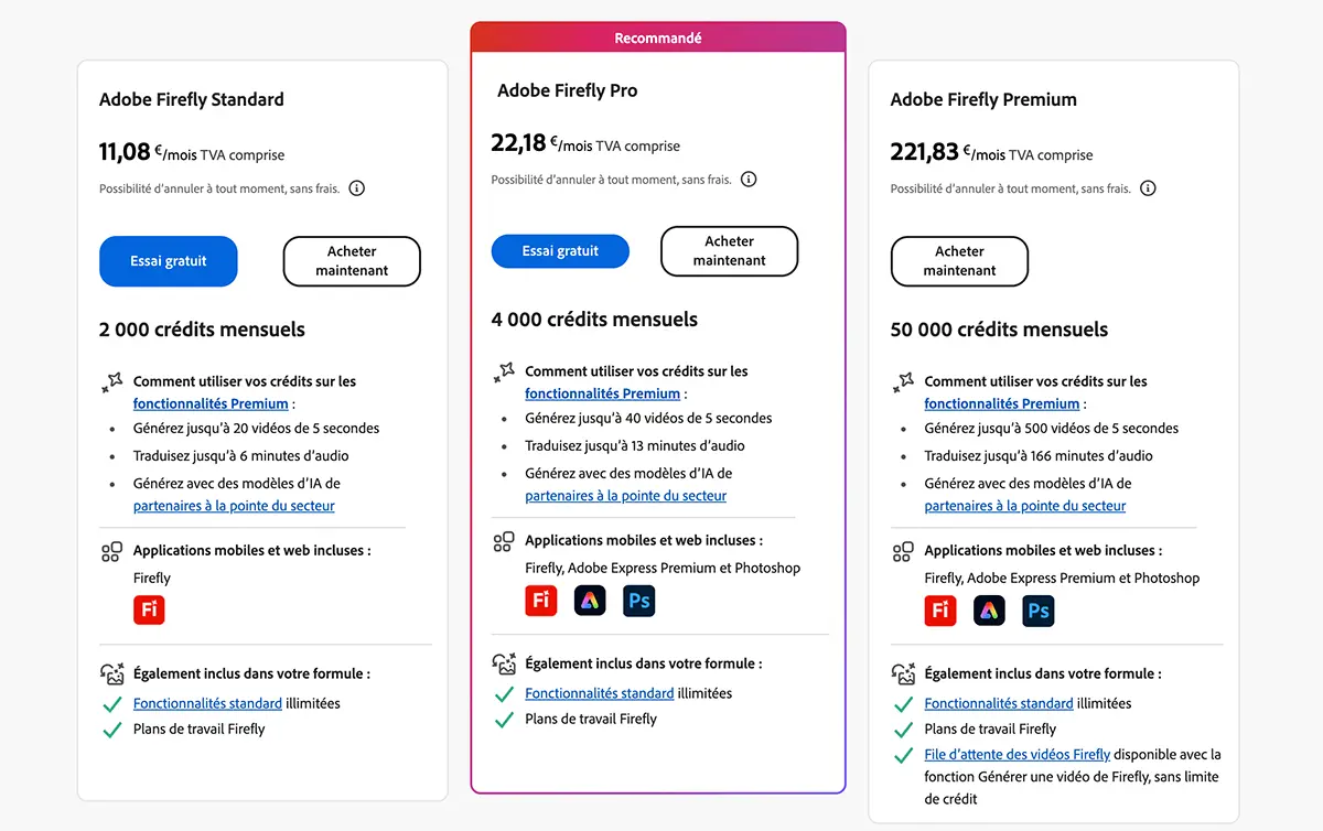 Adobe Firefly devient illimité : images et vidéos IA sans quotas pour les abonnés