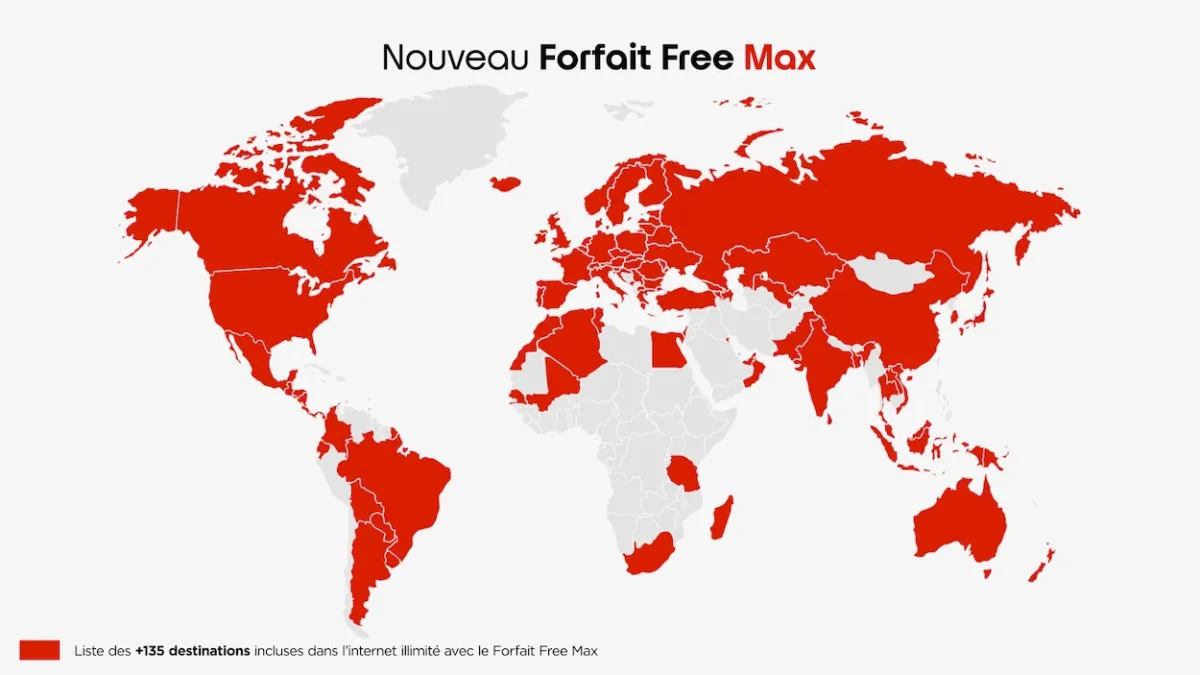 Free Max 1 Free Max, le tout premier forfait mobile dans le monde avec data illimitée dans 135 pays pour 29 euros
