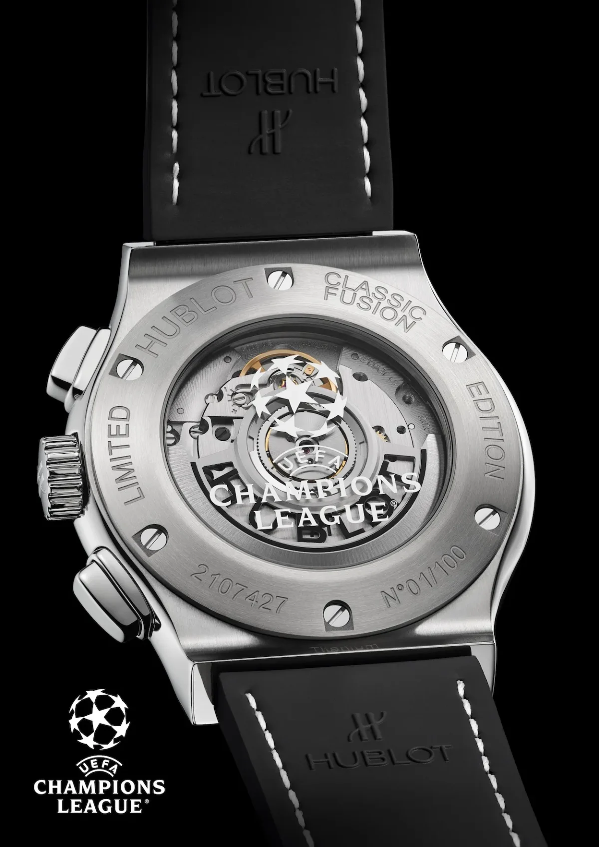 La Hublot Classic Fusion Chronograph UEFA Champions League Titanium célèbre vingt ans d'histoire entre football et haute horlogerie