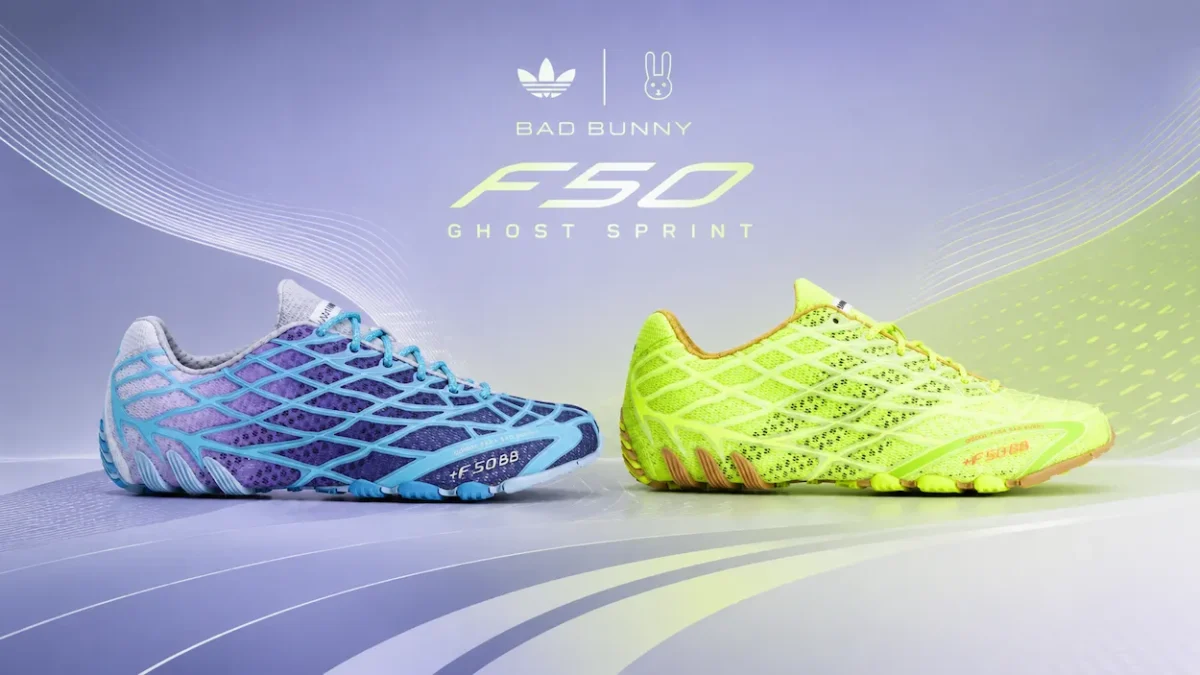 Bad Bunny et adidas Originals réveillent la F50 Ghost Sprint, hommage bleu à l'araignée-loup portoricaine