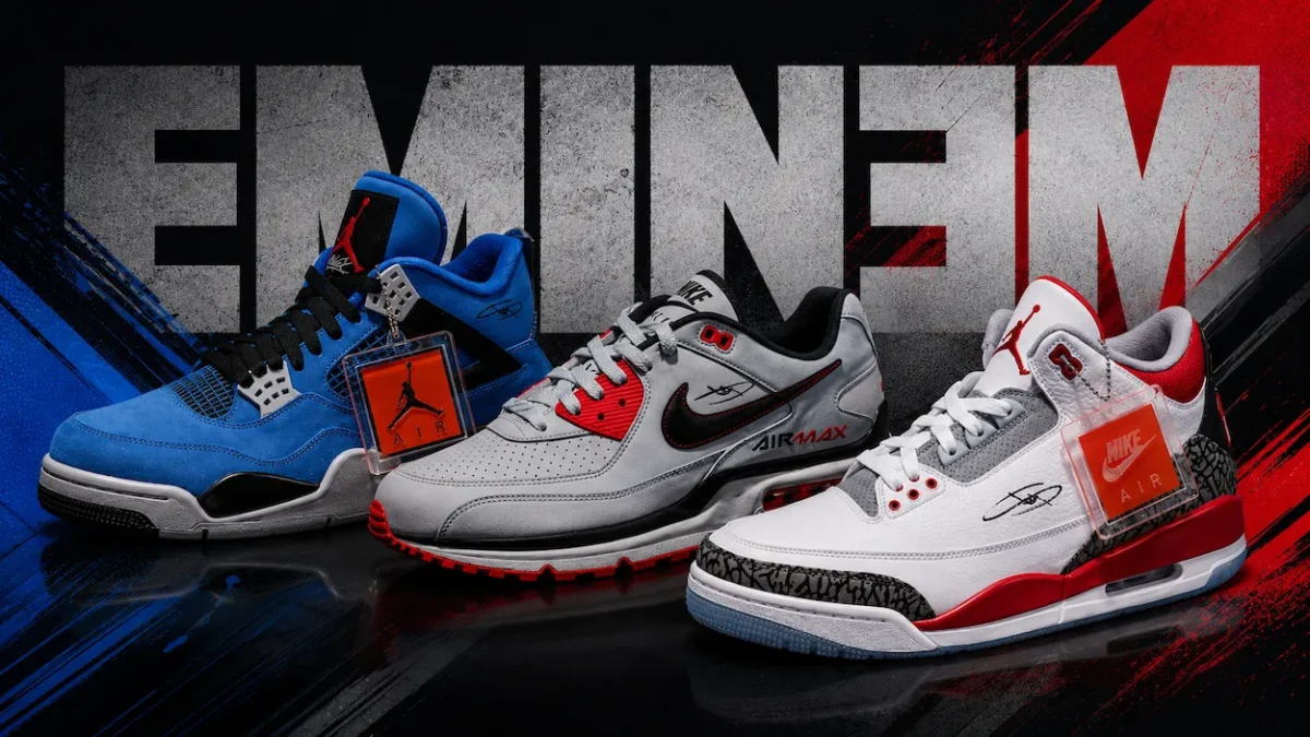 Eminem met aux encheres 100 paires de baskets autographiees 0 Eminem met aux enchères 100 paires de baskets autographiées pour sa fondation