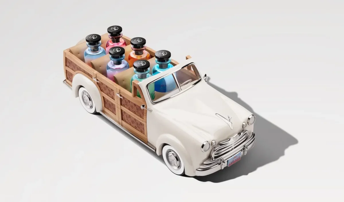 Louis Vuitton x Alex Israel Colognes Woody Wagon 1 Louis Vuitton et Alex Israel signent le road trip de collection ultime, les colognes Woody Wagon